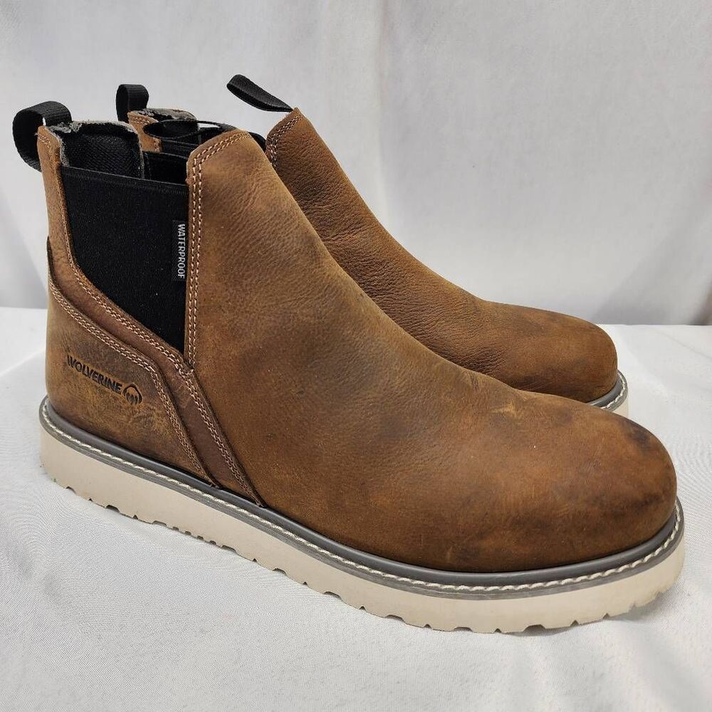 Wolverine Chelsea Soft Toe Work Boots Brown Leather Waterproof Mens 12M - Picture 6 of 10